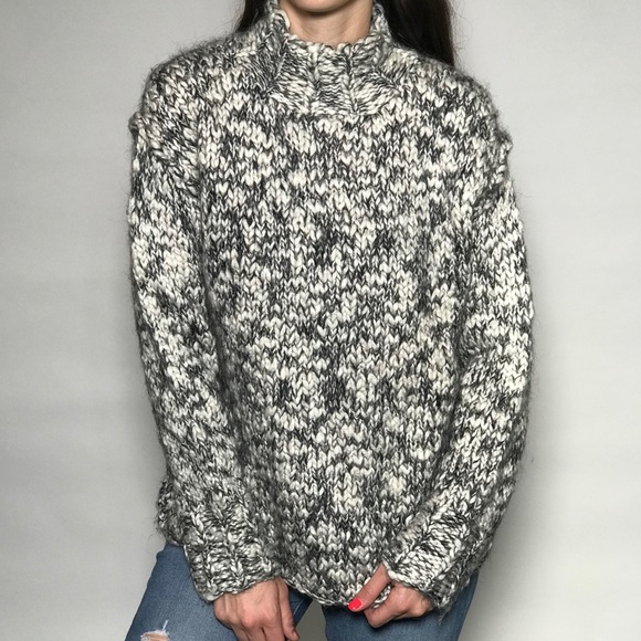 Vintage Chunky Hand Knit Mock Neck Sweater - Picture 4 of 16